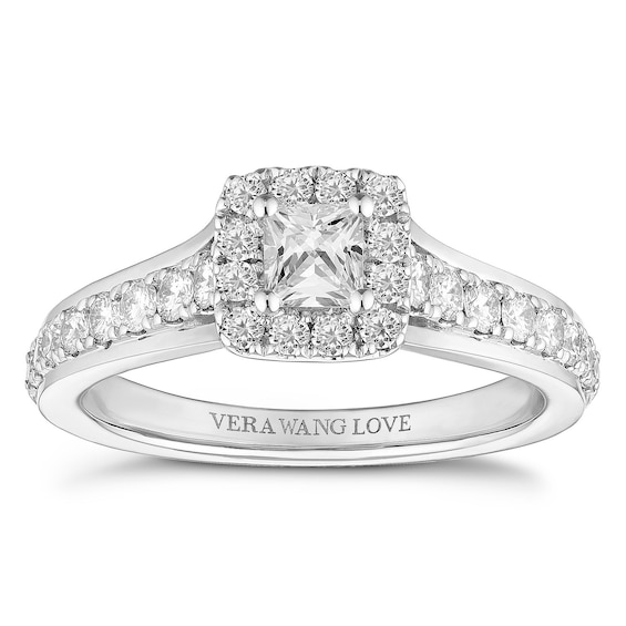 Vera Wang Platinum 0.69ct Total Diamond Princess Halo Ring