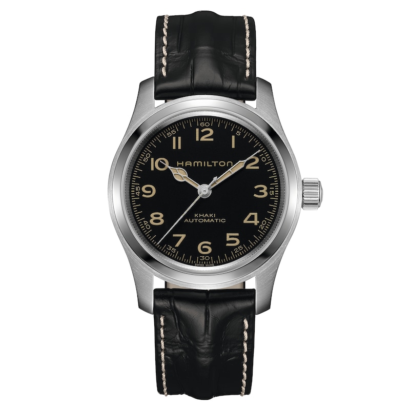 Hamilton Khaki Field Murph Black Leather Strap Watch