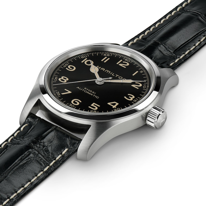 Hamilton Khaki Field Murph Black Leather Strap Watch