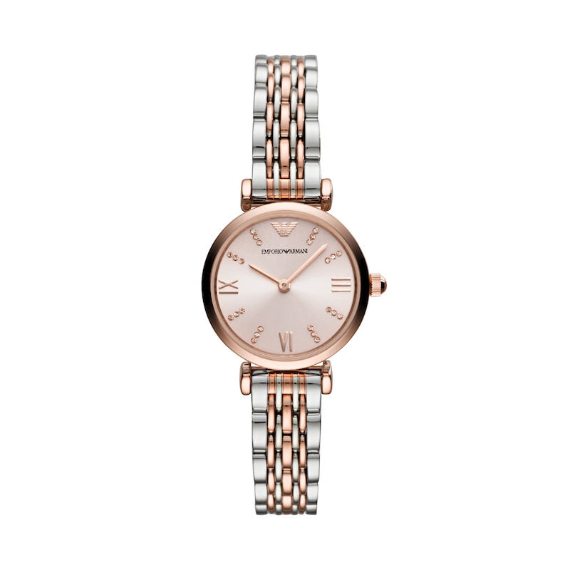 Emporio Armani Ladies' Pink Dial Two Tone Bracelet Watch