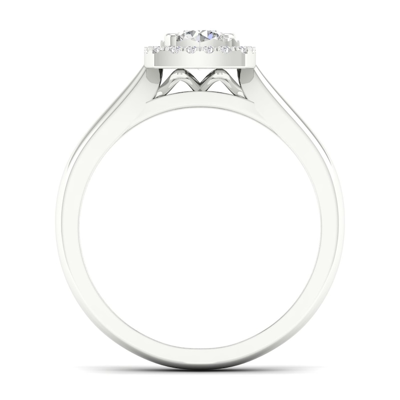 Main Image 3 of Engagement Ring 9ct White Gold 0.33ct Total Diamond Cushion Halo Ring