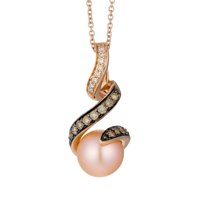 Le Vian 14ct Rose Gold Pearl & 0.23ct Diamond Pendant
