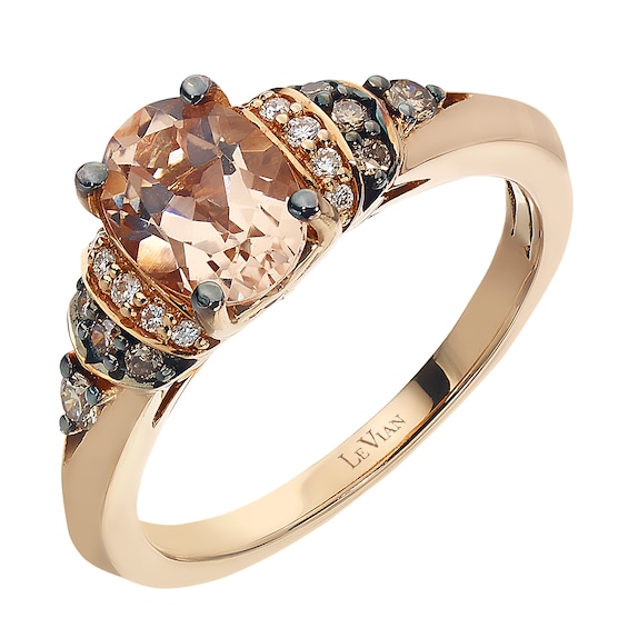 Le Vian 14ct Rose Gold Morganite and 0.14ct Diamond Ring