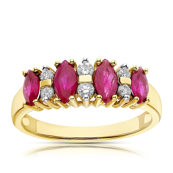 18ct Yellow Gold Ruby & Diamond Fancy Eternity Ring