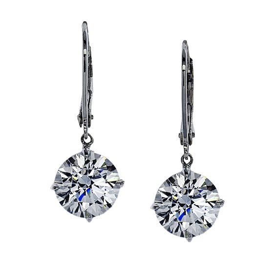 CARAT* LONDON 9ct White Gold Stone Set Round Drop Earrings