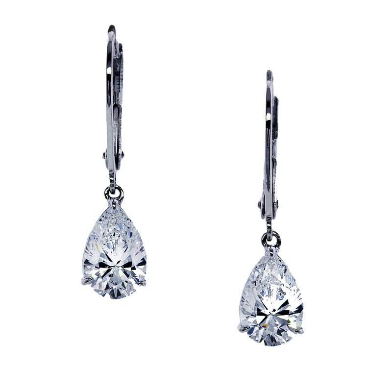 CARAT* LONDON 9ct White Gold Stone Set Pear Drop Earrings