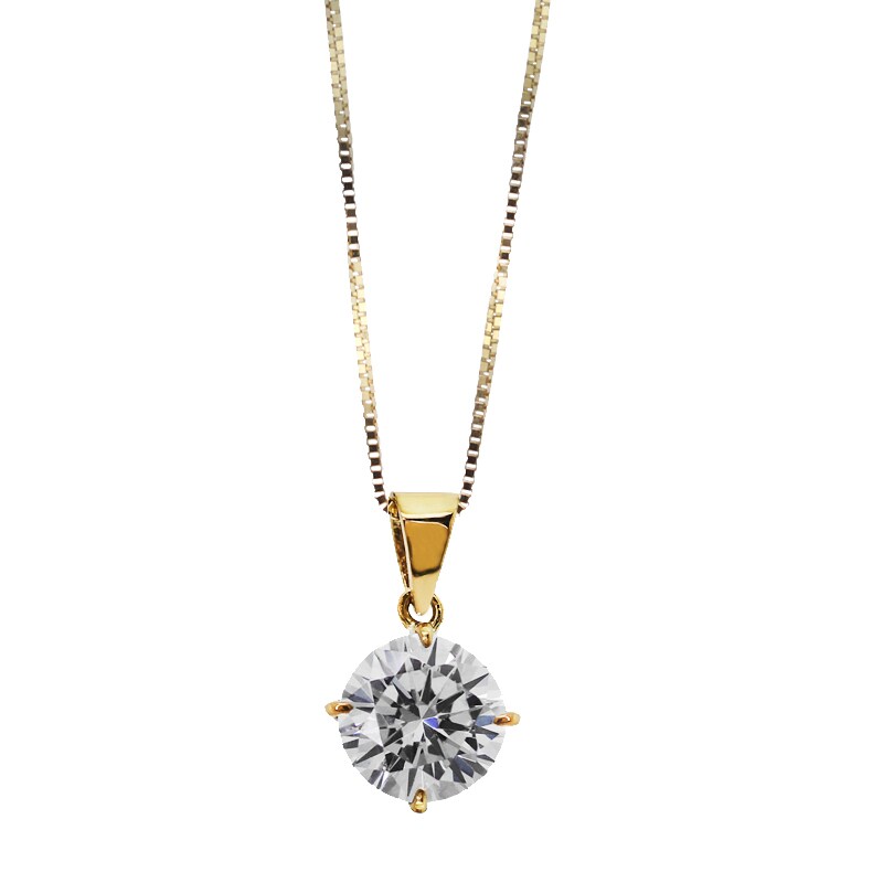 CARAT* LONDON 9ct Yellow Gold Stone Set Round Pendant