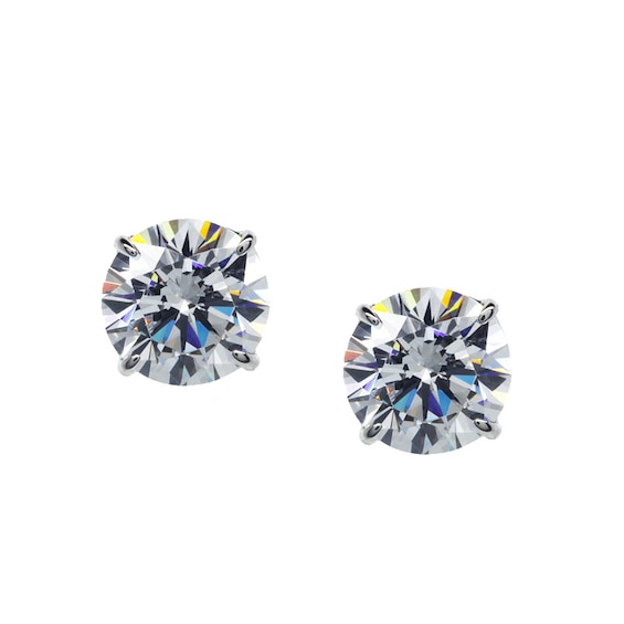 CARAT* LONDON 9ct White Gold Cubic Zirconia Eternal Stud Ear