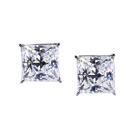 CARAT* LONDON 9ct White Gold and Cubic Zirconia Square Stud 