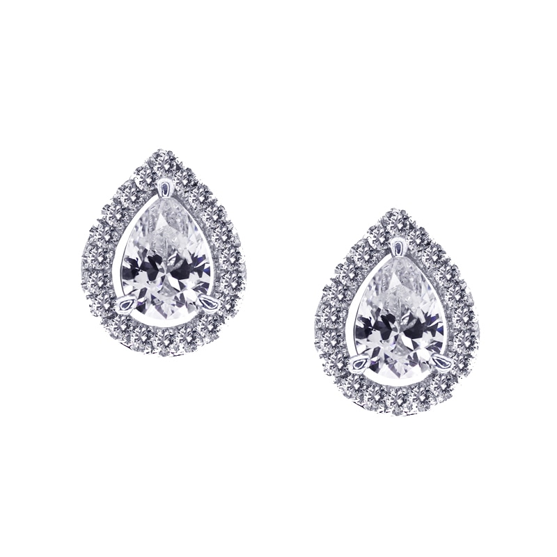 Main Image 1 of CARAT* LONDON Sterling Silver Stone Set Pear Stud Earrings