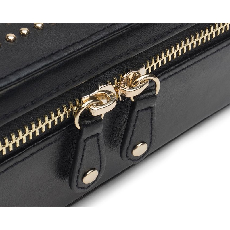 WOLF Marrakesh Black Leather Zip Jewellery Case