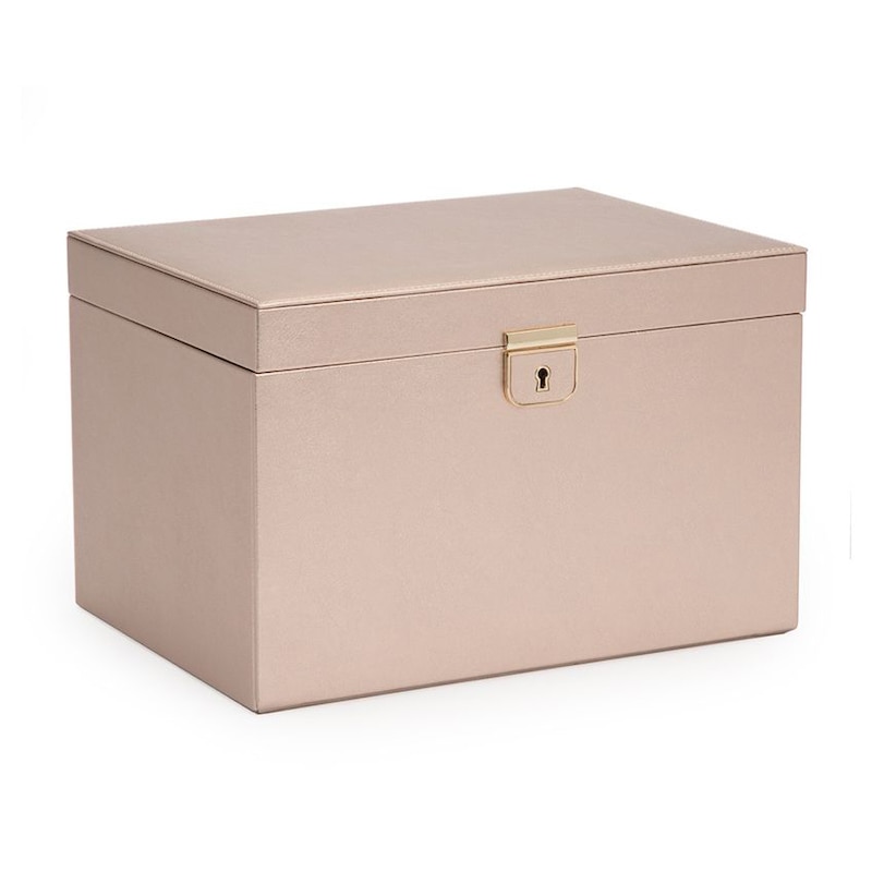 WOLF Palermo Rose Gold Leather Large Jewellery Box