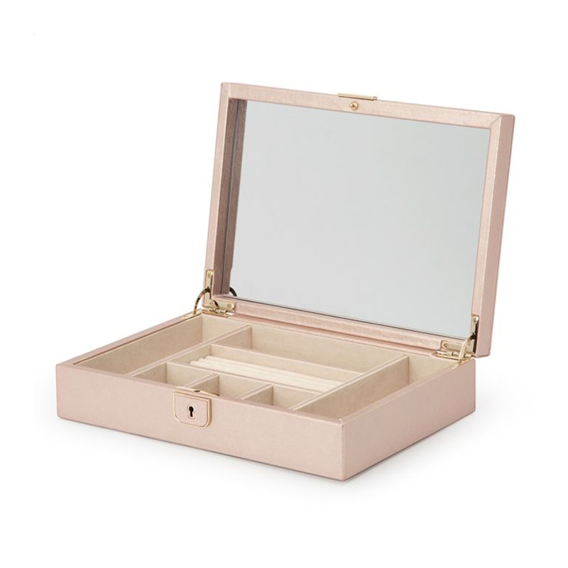 WOLF Palermo Rose Gold Leather Medium Jewellery Box