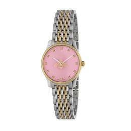 Gucci G-Timeless Pink Dial & Two-Tone Bracelet Watch