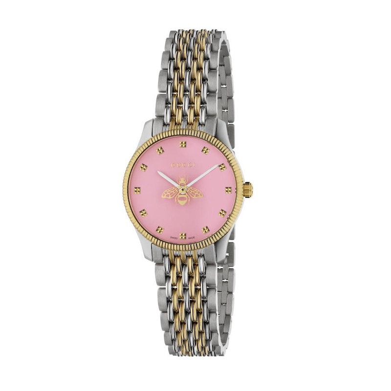 Gucci G-Timeless Pink Dial & Two-Tone Bracelet Watch