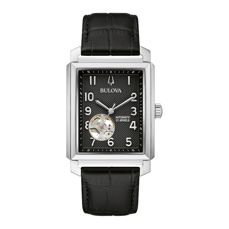 Bulova Sutton Automatic Men's Black Leather Strap Watch