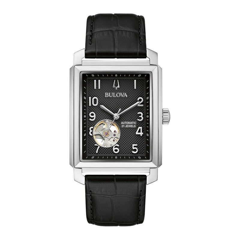 Bulova Sutton Automatic Men's Black Leather Strap Watch