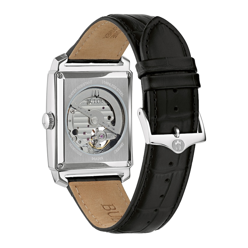 Bulova Sutton Automatic Men's Black Leather Strap Watch