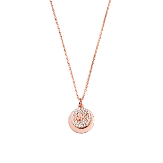 Michael Kors Brilliance 14ct Rose Gold Plated Disc Pendant