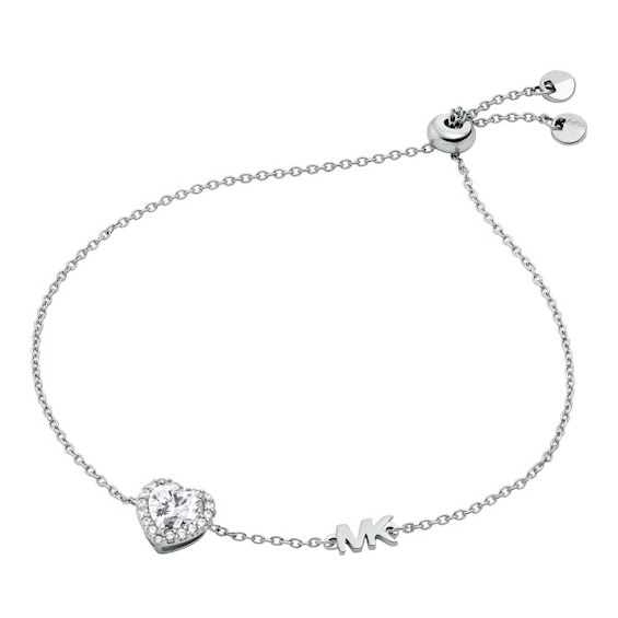 Michael Kors Brilliance Sterling Silver 7 Heart Bracelet