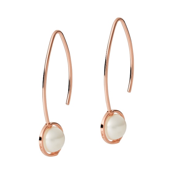 Emporio Armani Rose Gold Tone Freshwater Pearl Drop Earrings