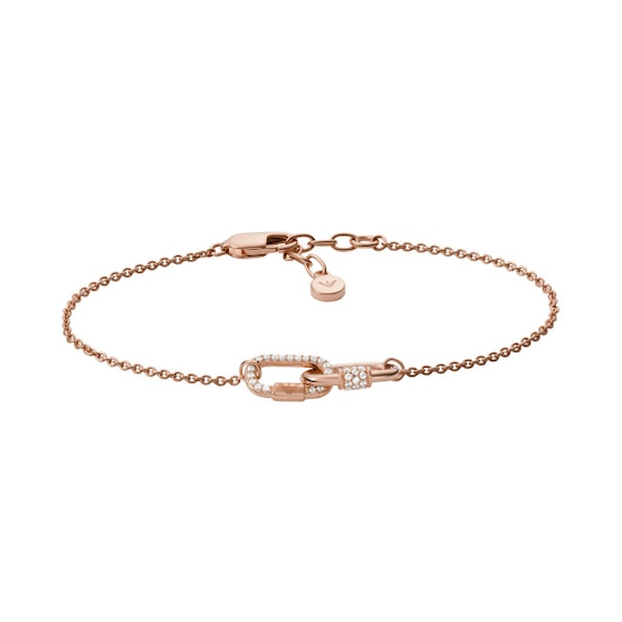 Women's Emporio Armani Rose Gold Tone 7" Cubic Zirconia Bracelet