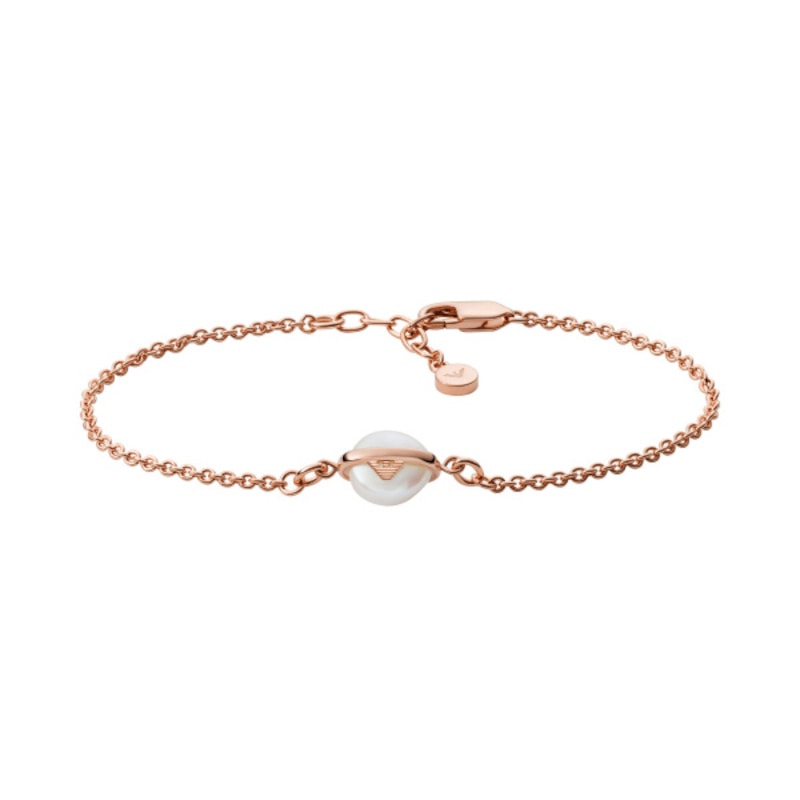 Emporio Armani Rose Gold Tone Freshwater Pearl Bracelet