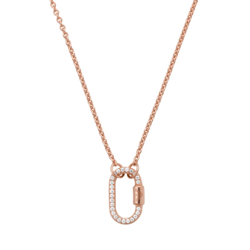 Emporio Armani Rose Gold-Tone Cubic Zirconia Pendant