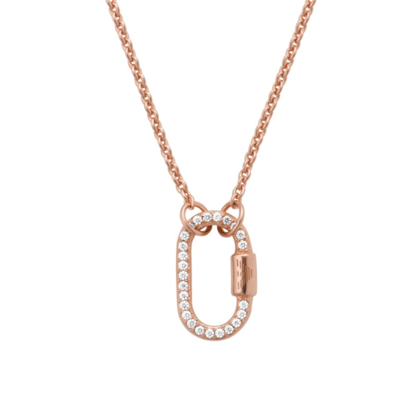 Emporio Armani Rose Gold-Tone Cubic Zirconia Pendant