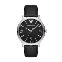 Emporio Armani Men's Black Leather Strap Watch