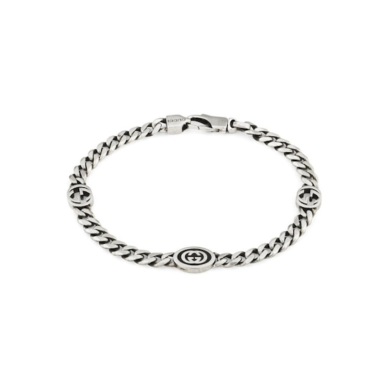 Gucci Interlocking Sterling Silver 7 Station Bracelet