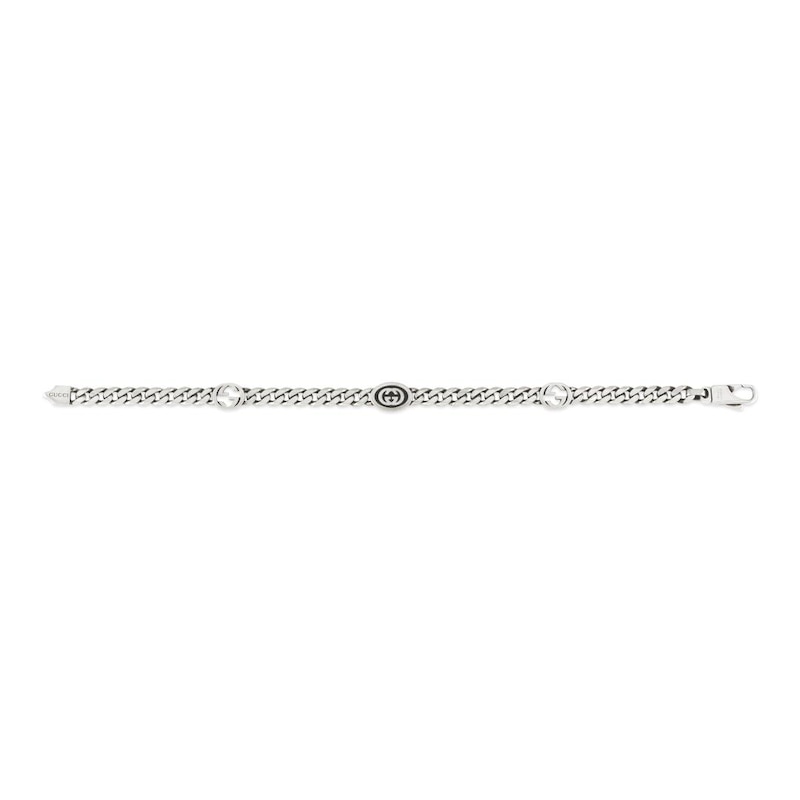 Gucci Interlocking Sterling Silver 7 Inch Station Bracelet