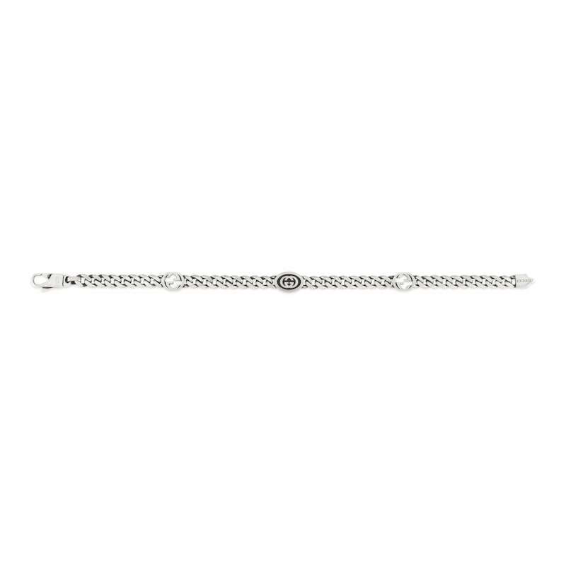 Gucci Interlocking Sterling Silver 7 Inch Station Bracelet