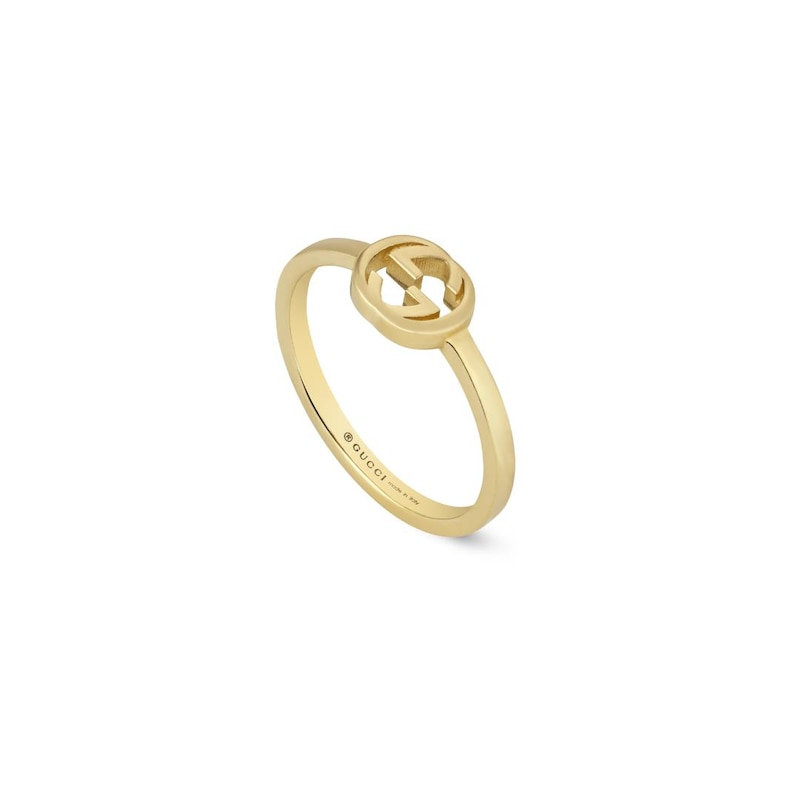 Gucci Interlocking G 18ct Yellow Gold Ring K-L | Ernest Jones