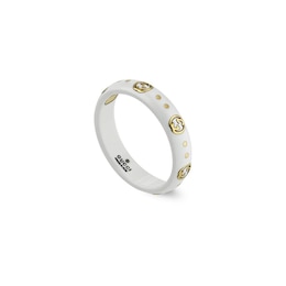 Gucci Icon Ring 18ct Yellow Gold & White Ring - Size M-N