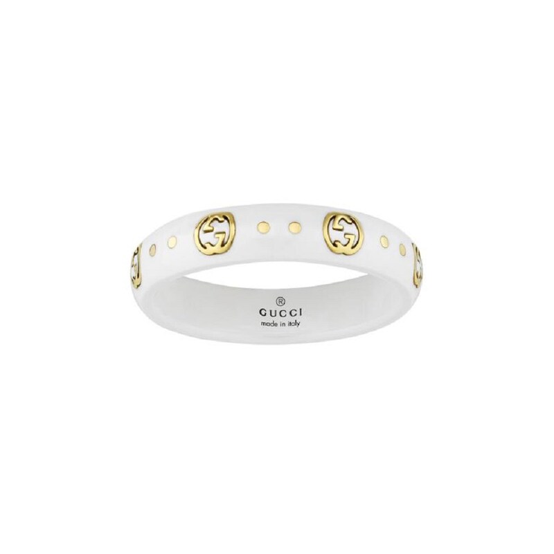 Gucci Icon Ring 18ct Yellow Gold & White Ring - Size M-N