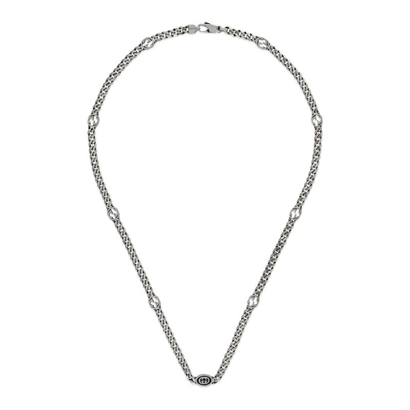 Gucci Interlocking G Sterling Silver Station Necklace | Ernest Jones