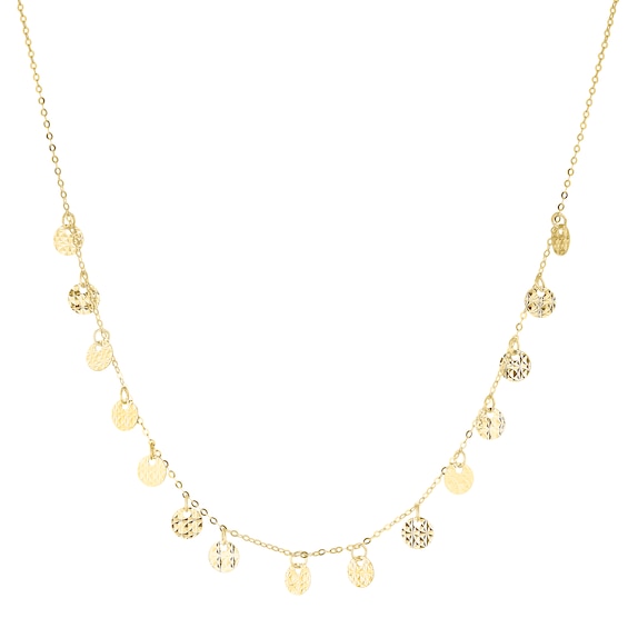 9ct Yellow Gold Sparkle Disc Necklace