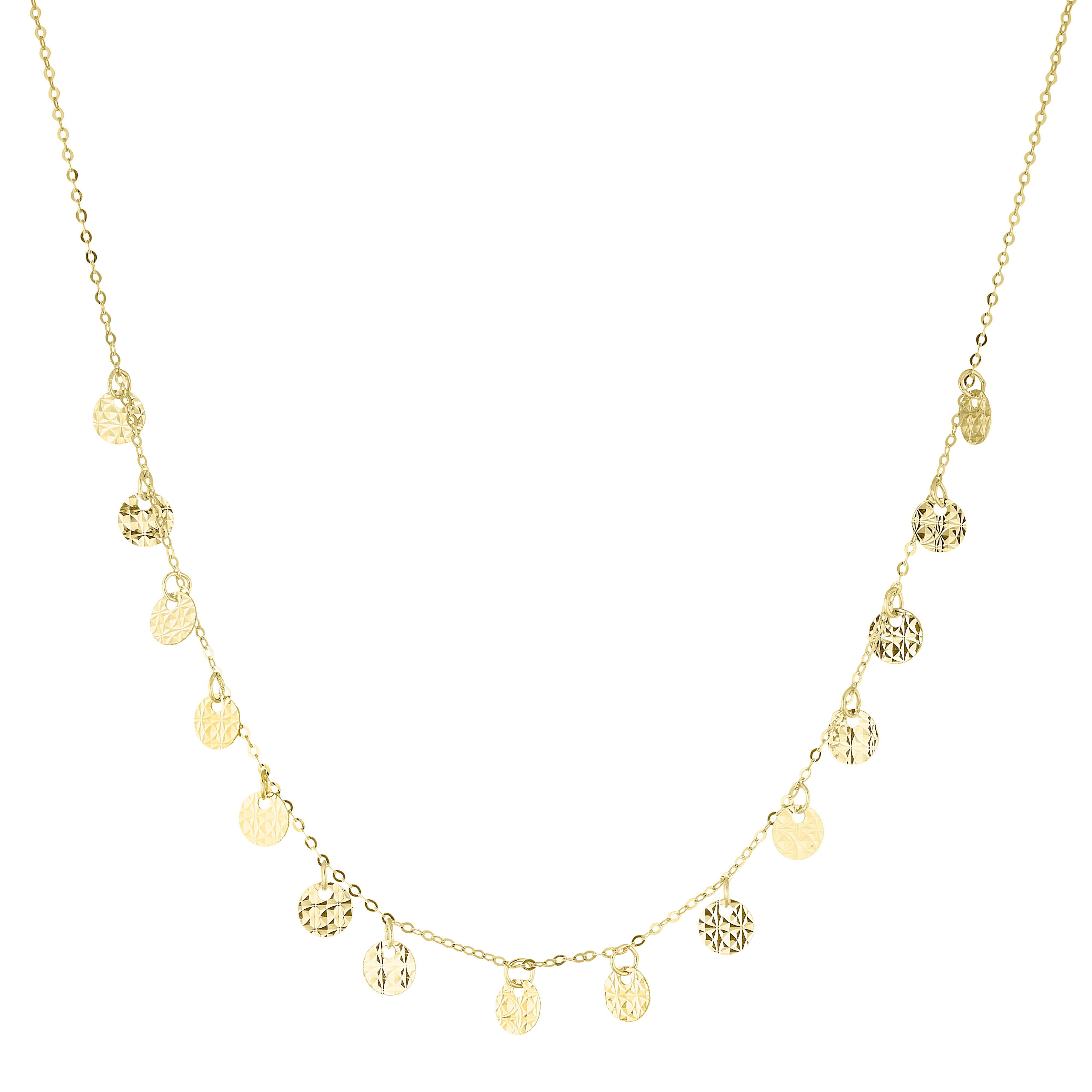 9ct Yellow Gold Sparkle Disc Necklace