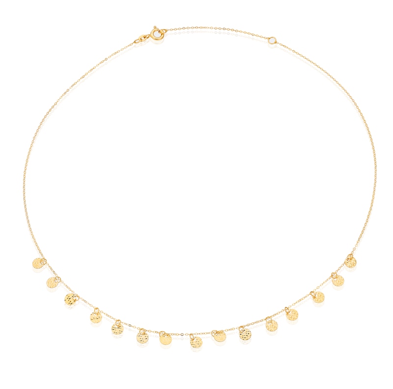 9ct Yellow Gold Sparkle Disc Necklace