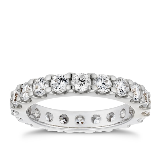 18ct White Gold 2ct Diamond Claw Set Full Eternity Ring