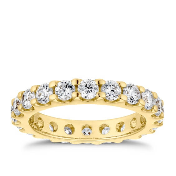18ct Yellow Gold 2ct Diamond Round Cut and Claw Set Eternity
