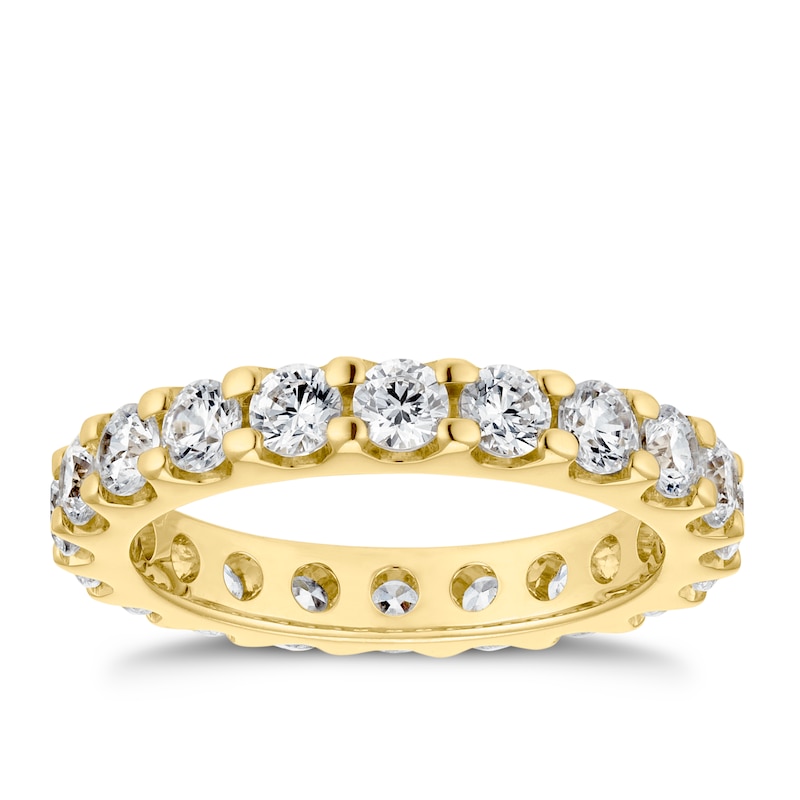 Main Image 1 of 18ct Yellow Gold 2ct Diamond Round Cut & Claw Set Eternity Ring