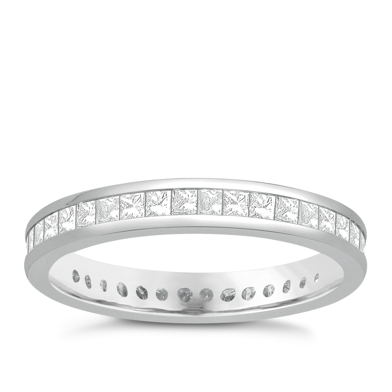 18ct White Gold 1ct Diamond Princess Cut Full Eternity Ring