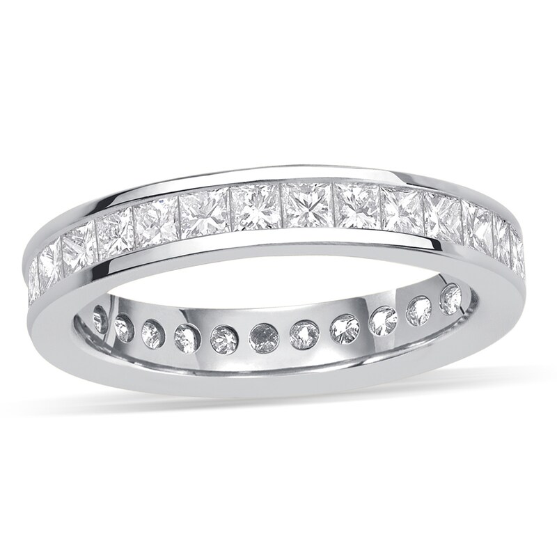 18ct White Gold 2ct Diamond Princess Cut Full Eternity Ring