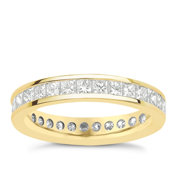 18ct Yellow Gold 2ct Diamond Princess Cut and Channel Set Full Eternity Ring