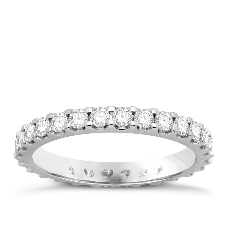 Main Image 1 of 18ct White Gold 1ct Diamond Claw Set Full Eternity Ring