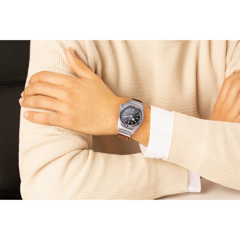 Tudor Black Bay P01 Men's Leather Strap Watch