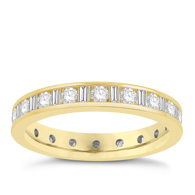 Main Image 1 of 18ct Yellow Gold 1ct Diamond Multi Shape Full Eternity Ring