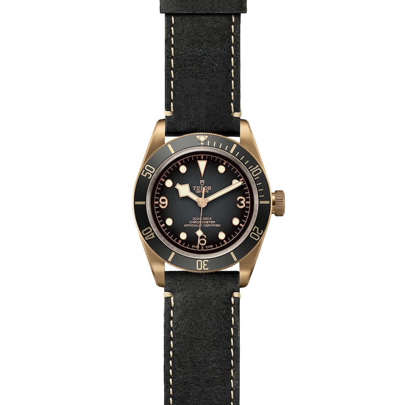 Tudor Black Bay Bronze Men's Grey Leather Strap Watch